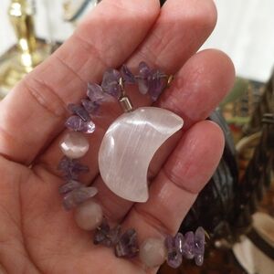 Selenite Amethyst Charm